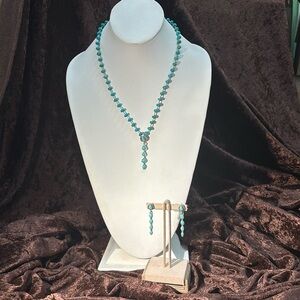 Sterling silver/925 turquoise necklace and earrings set.